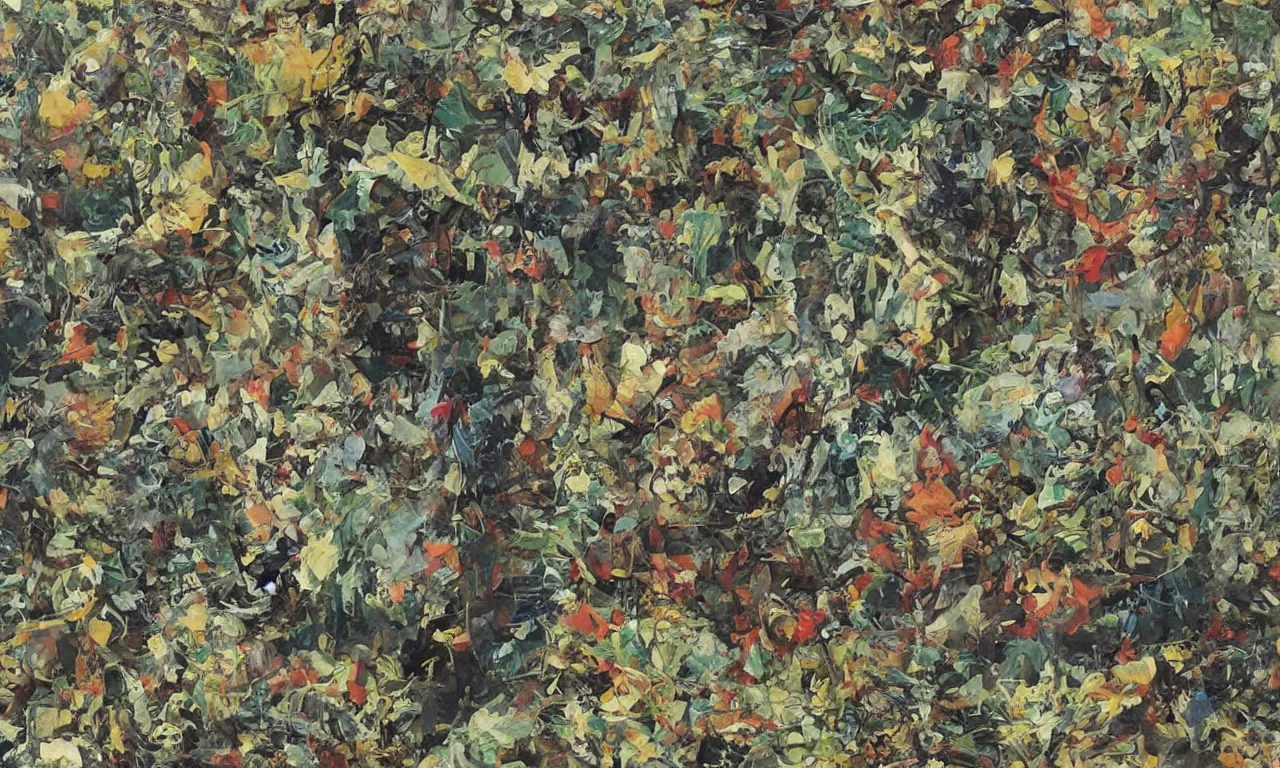 Prompt: cornucopia tick-tock, jackson pollock, oil on canvas