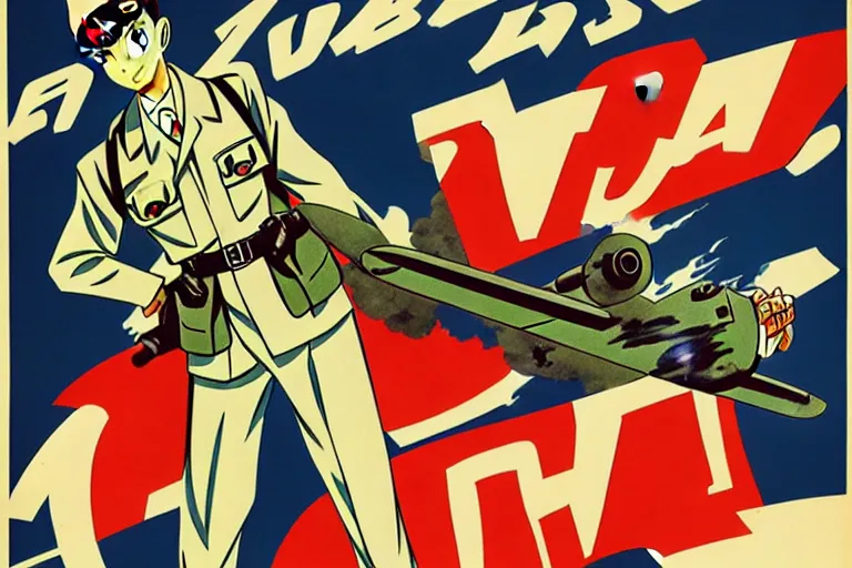 Image similar to 1940s, war, anime, poster, subaru