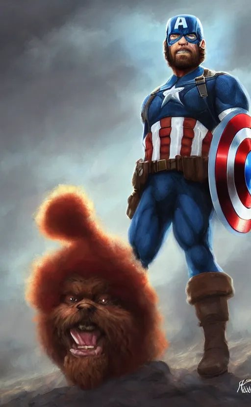 Image similar to bob ross as captain america, dynamic lighting, cinematic, ultra detailed, trending on art station, stunning visuals, creative, fantasy concept art