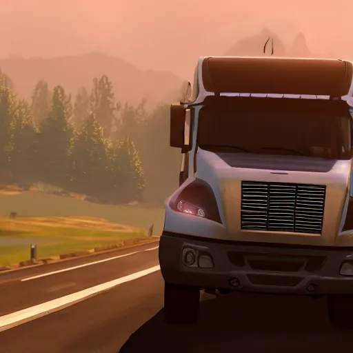 Image similar to a man driving a truck, award winning, trending on artstation, unreal engine