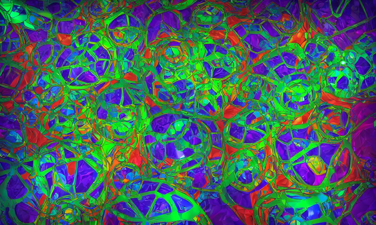 Image similar to reflexion cyberpunk voronoi engine laboratory 3 d volume kaleidoscope digital stylized concept substance liquid, by carl warner and jim woodring, trending on artstation : 1. 5, sweet joy harmony color scheme depth fog overlay multiply photoshop layer