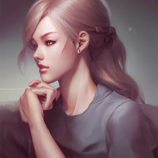 Image similar to portrait of a beautiful woman by artgerm, sakimichan, krenz cushart