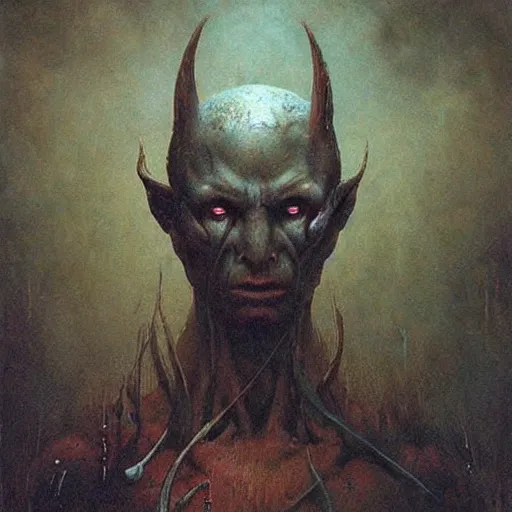 Image similar to dark elf warrior, beksinski