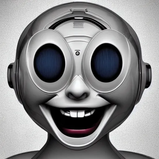 Image similar to A symmetric laughing robot portrait, beautiful!!! digital art