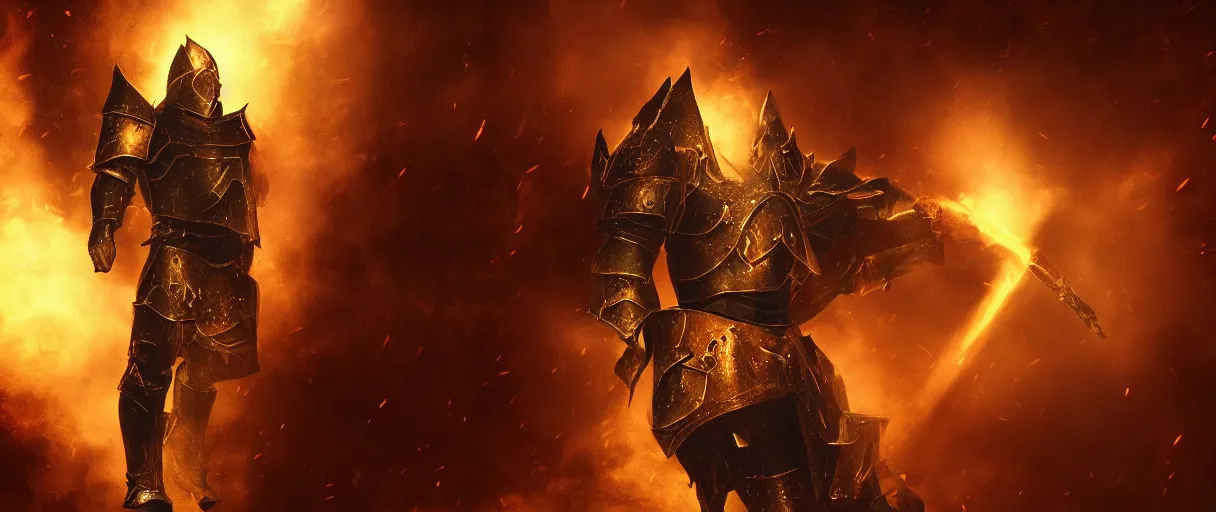 Image similar to a armored holy paladin named firemaw dramatic lighting cinematic establishing shot extremely high detail foto realistic cinematic lighting post processed