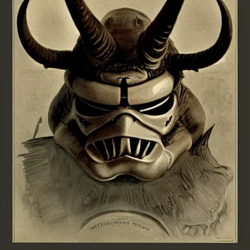 Image similar to close up front view of a demonic horned stormtrooper with compound eyes, symmetrical, by jean - baptiste monge!!!!!!!!!!!!!!!!!!!!!!!!!!!