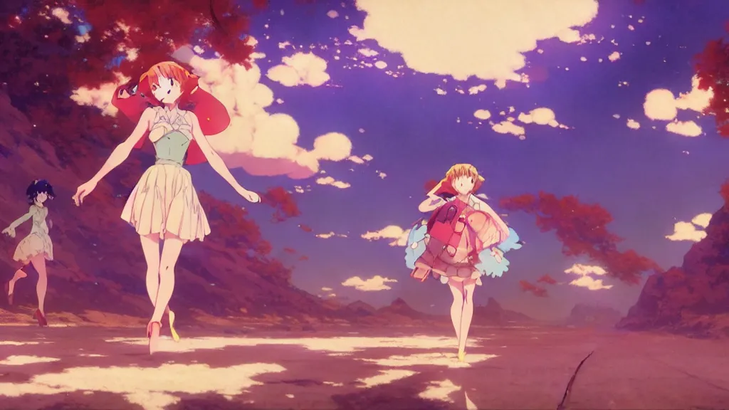 Prompt: a film still of a 1 9 5 0's anime girls going out from ufo, hdr, full body mid shot, perfect art, trending on pixiv fanbox, painted by gaston bussiere, makoto shinkai, akihiko yoshida, craig mullins