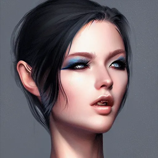Prompt: half - electric striking woman, cute - fine - face, pretty face, oil slick hair, realistic shaded perfect face, extremely fine details, realistic shaded lighting, dynamic background, artgerm, 8 k ultra realistic, highly detailed, character design by kan liu