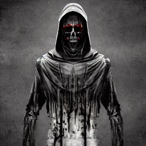 Image similar to a dark robed skeletal figure, with face covered by a hood, behind an army of zombies, hd, digital art, by anson maddocks