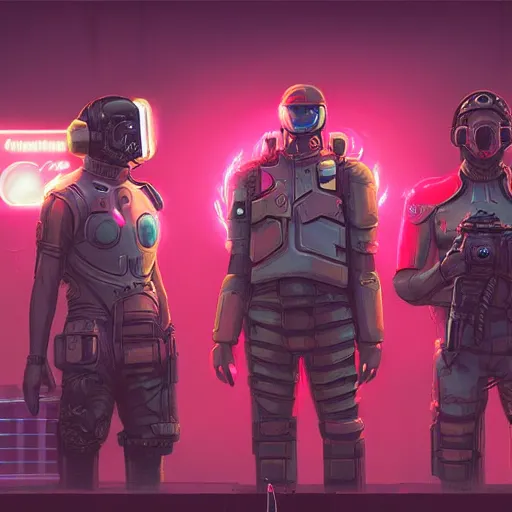 Image similar to Lofi vaporwave cyberpunk sci-fi cyberpunk tank crew, Pixar style, Tristan Eaton, Stanley Artgerm, Tom Bagshaw