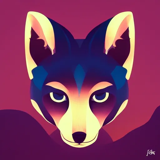 Image similar to face icon vector minimalist mystic fox, loftis, cory behance hd by jesper ejsing, by rhads, makoto shinkai and lois van baarle, ilya kuvshinov, rossdraws global illumination