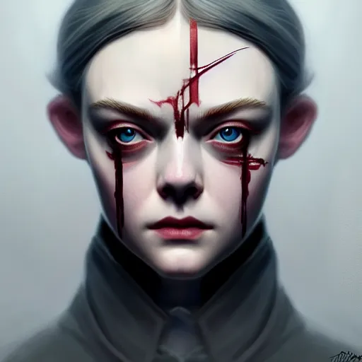 Prompt: symmetry!! portrait of elle fanning in dishonored, horror, fashion, dark!! intricate, elegant, highly detailed, digital painting, artstation, concept art, smooth, sharp focus, illustration, art by artgerm and frank frazetta and peter paul rubens