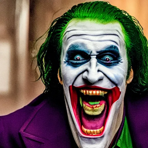 Image similar to film still of Nicolas Cage as joker in the new Joker movie