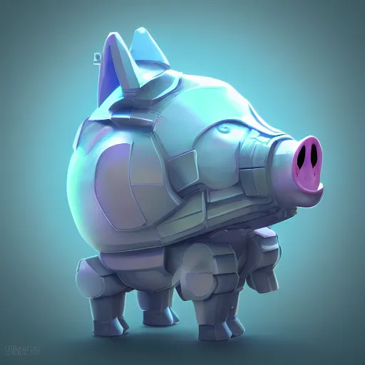 Image similar to Isometric 3D Fantasy Cute and adorable pig space Mecha, Smooth 3D Illustration, soft render, Servando Lupini, Daniil Kudriavtsev, handpaint texture, Blender, 3DCoat H 648