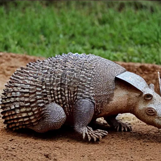 Prompt: an armadillo on a motocross track