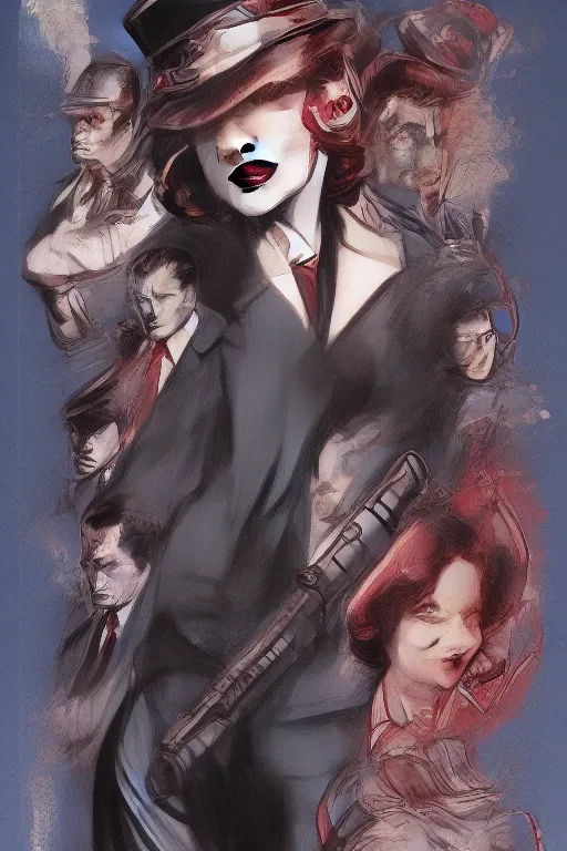 Image similar to Agent carter illustration concept art in the style of Amano, Yoshitaka