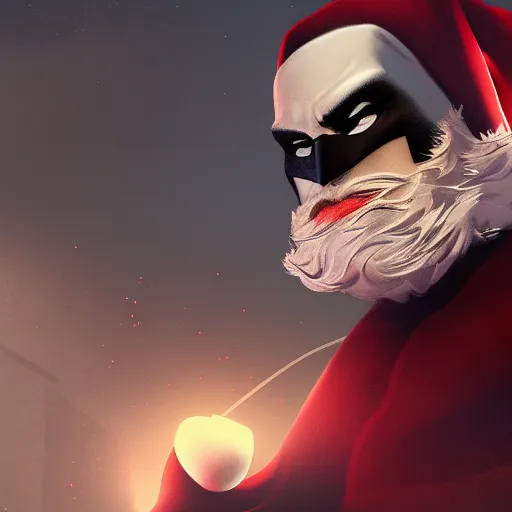 Prompt: Batman is Santa Claus, hyperdetailed, artstation, cgsociety, 8k