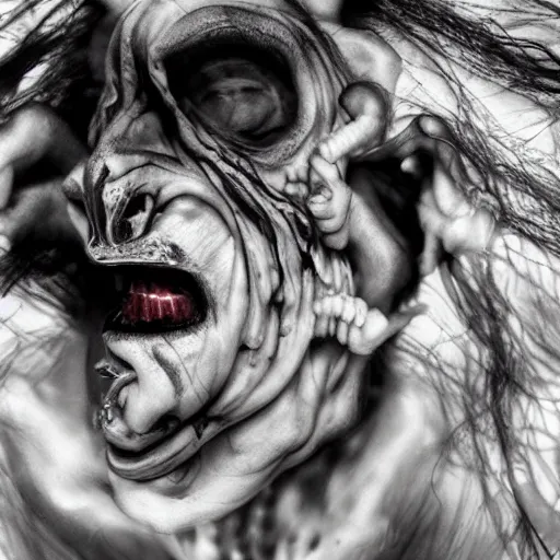 Prompt: a twisted face like a tornado, realistic detailed photography, special fx, cronenberg, flesh