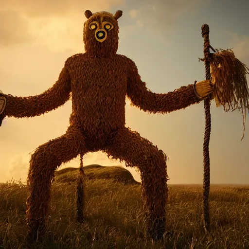 Image similar to highly detailed, the wicker man, by wes anderson, octane render, unreal engine