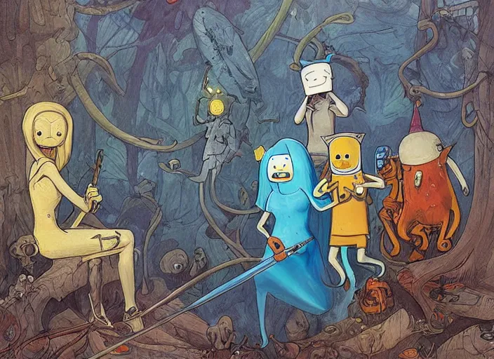 Image similar to adventure time painting carved in amber by chiara bautista and norman rockwell and greg rutkowski weta studio