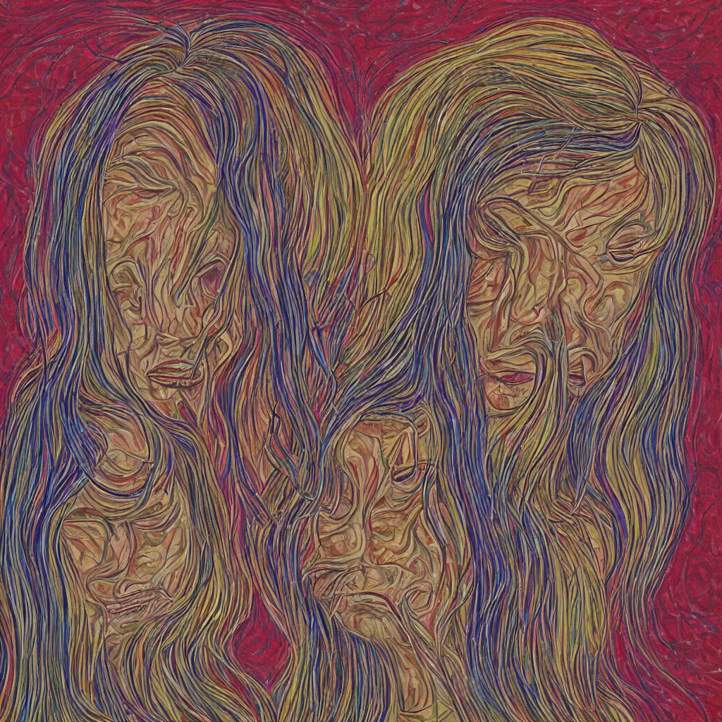 Prompt: women crying, alex grey