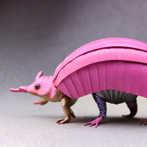 Image similar to ( ( ( pink armadillo with wings ) ) ), anime