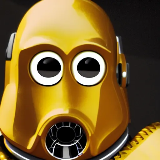 Image similar to Homer Simpson as C3PO, cinematic 4k