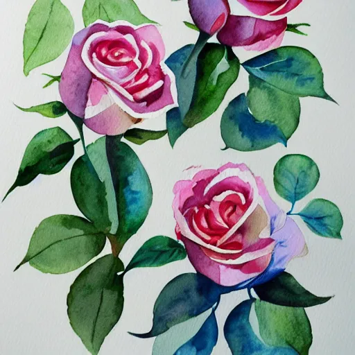 Prompt: watercolor roses