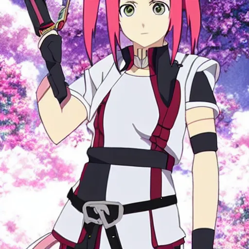 Image similar to Sakura fron Naruto in Sword Art Online Movie Adaptation