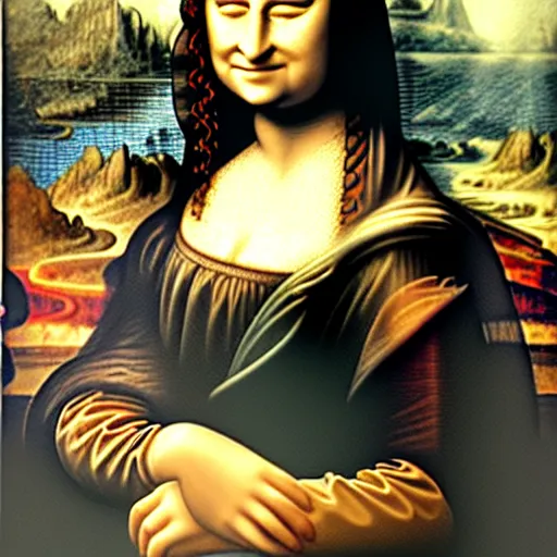 Prompt: painting of mona lisa but as a male
