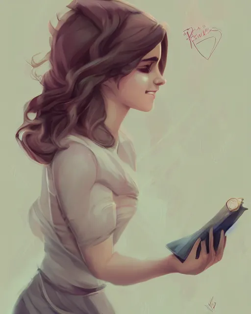 Image similar to beautiful full body Emma Watson smiling illustration by lois van baarle and loish and ross tran and rossdraws and sam yang and samdoesarts and artgerm