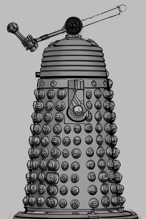 Image similar to Dalek. masterpiece 4k digital illustration by Scott M. Fischer, award winning, Artstation, Akira aesthetic, black background, intricate details, realistic, Hyperdetailed, 8k resolution