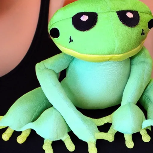 Image similar to cute fumo plush, a frog girl