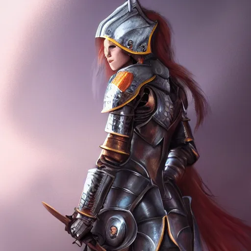 Prompt: female knight, trending on artstation, digital art