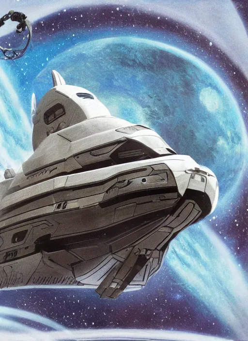 Prompt: sci fi space boat, blizzard