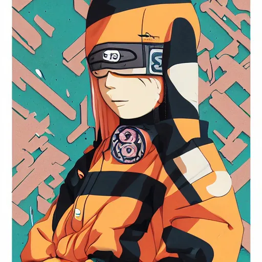 Prompt: Supreme x Jet Grind Radio x Naruto Picture by Sachin Teng, asymmetrical, Organic Painting , Matte Painting, geometric shapes, hard edges, graffiti, street art,:2 by Sachin Teng:4