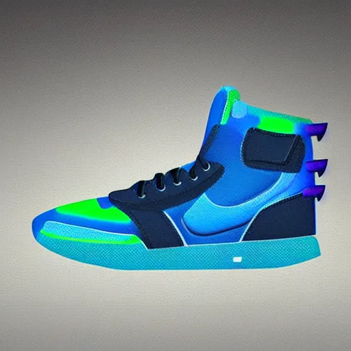 Image similar to cyber sneakers designed by Tinker Hatfield, digital art