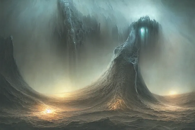 Image similar to maelstrom, gehenna, chaos, the world without form and void, amazing concept painting by Jessica Rossier and HR giger and Beksinski