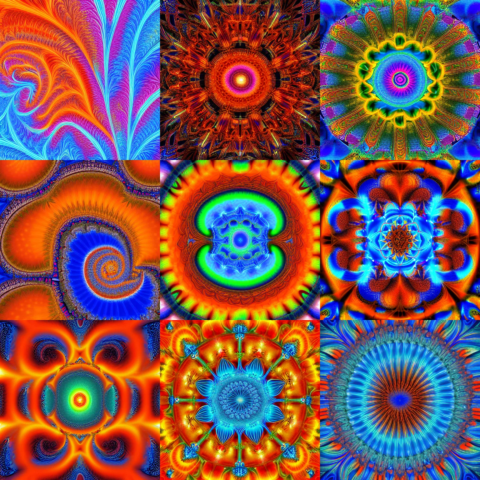 Prompt: a buddhabrot fractal, high detail, orange and blue colors