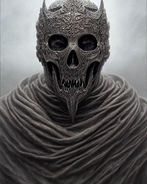 Prompt: lich king, portrait, digital painting, highly detailed, intricate, trending on artstation, by zdzisław beksiński