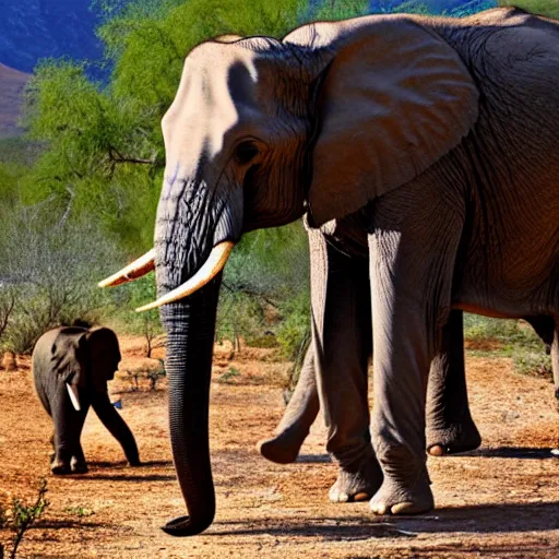 Prompt: Elephants drinking wine at a desert oasis, 8K HD nature photo