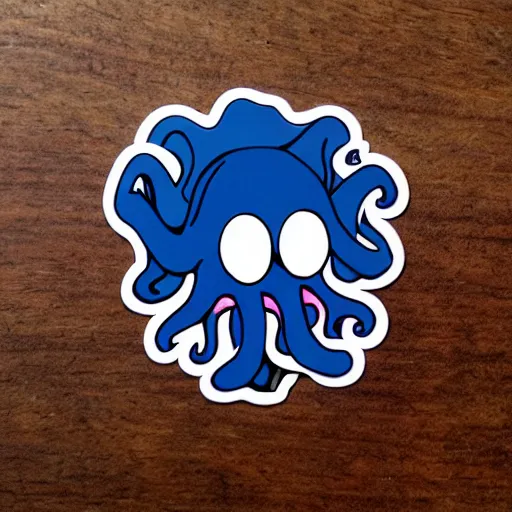 Prompt: a sticker of a cute octopus