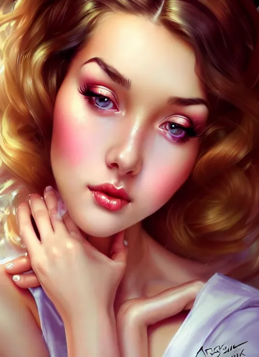 Prompt: glamorous and shy nurse in chemisier, beautiful, pearlescent skin, natural beauty, seductive eyes and face, elegant girl, lacivious pose, natural beauty, very detailed face, seductive lady, full body portrait, natural lights, photorealism, summer vibrancy, cinematic, a portrait by artgerm, rossdraws, Norman Rockwell, magali villeneuve, Gil Elvgren, Alberto Vargas, Earl Moran, Enoch Bolles