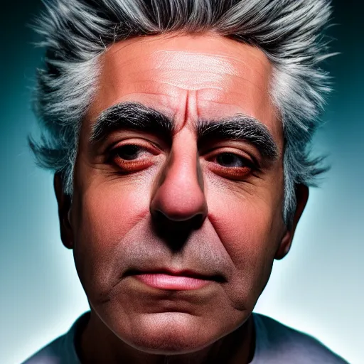 Image similar to rick sanchez closeup photograph dslr photorealistic, studio lighting, ektachrome, detailed, intricate, face detail, perfect face