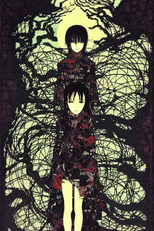 Prompt: japan cyberpunk girl, nice long black leather, detailed acrylic, grunge, intricate complexity, by takato yamamoto and by gediminas pranckevicius, joan mitchell