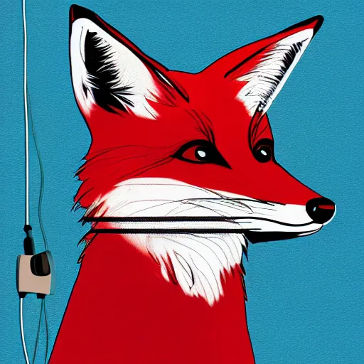 Image similar to fox in headphones, art, digital art, minimalism, spotify, music