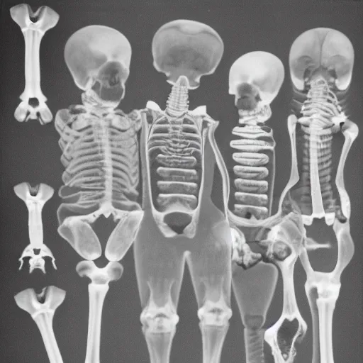 Prompt: X-Ray medical image with unidentified bones, I have never seen so many bones in my life, lots of bones