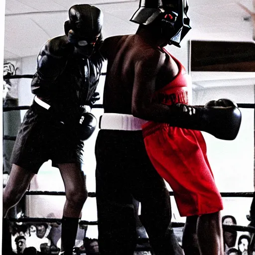 Image similar to barack obama having a boxing match against darth vader