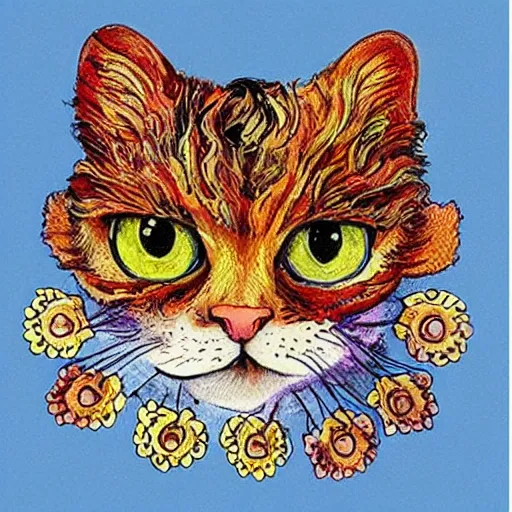 Image similar to “Robin Williams in the style of Louis wain”