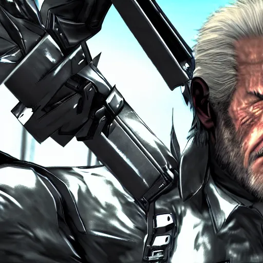 Prompt: Metal Gear Rising Revengeance with Joe Biden as a villain